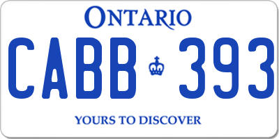 ON license plate CABB393