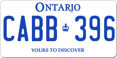 ON license plate CABB396