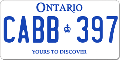 ON license plate CABB397