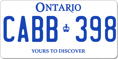 ON license plate CABB398