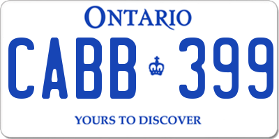 ON license plate CABB399