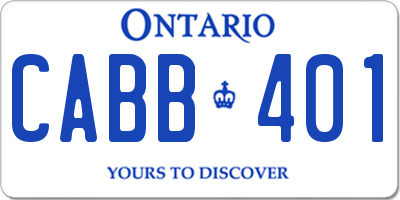 ON license plate CABB401