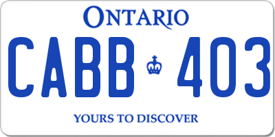 ON license plate CABB403