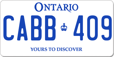 ON license plate CABB409