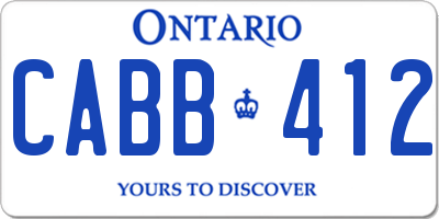 ON license plate CABB412