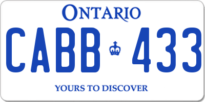 ON license plate CABB433