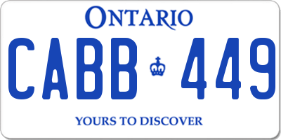 ON license plate CABB449