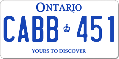 ON license plate CABB451