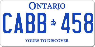 ON license plate CABB458