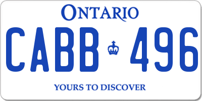 ON license plate CABB496