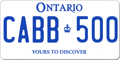 ON license plate CABB500