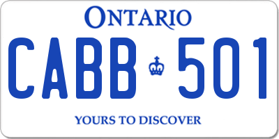 ON license plate CABB501