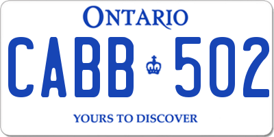 ON license plate CABB502