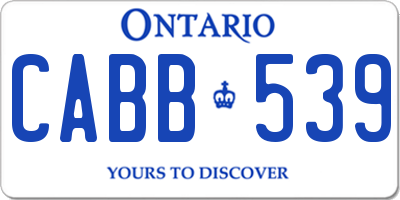 ON license plate CABB539