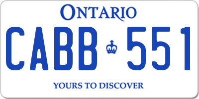 ON license plate CABB551