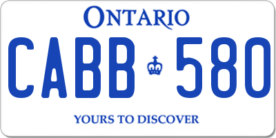 ON license plate CABB580