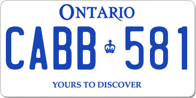 ON license plate CABB581