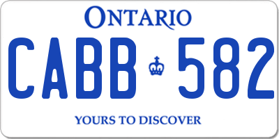 ON license plate CABB582