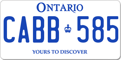 ON license plate CABB585