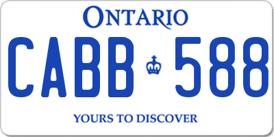 ON license plate CABB588