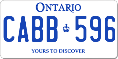 ON license plate CABB596