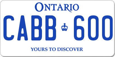 ON license plate CABB600