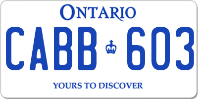 ON license plate CABB603