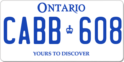 ON license plate CABB608