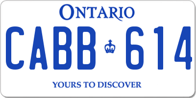 ON license plate CABB614