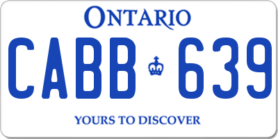 ON license plate CABB639