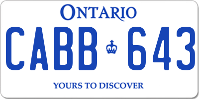 ON license plate CABB643