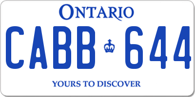 ON license plate CABB644