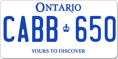 ON license plate CABB650