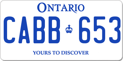 ON license plate CABB653