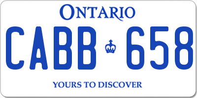 ON license plate CABB658