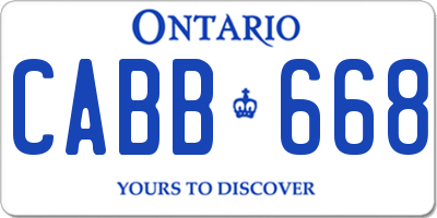 ON license plate CABB668