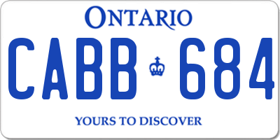 ON license plate CABB684