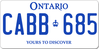 ON license plate CABB685