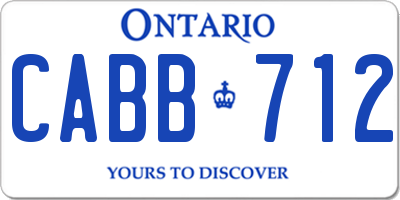 ON license plate CABB712