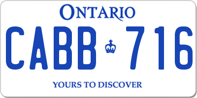 ON license plate CABB716