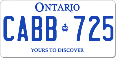 ON license plate CABB725