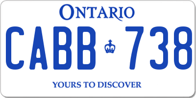 ON license plate CABB738