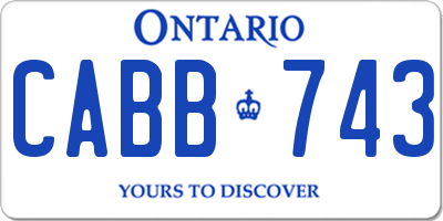 ON license plate CABB743