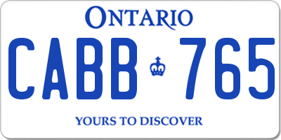 ON license plate CABB765