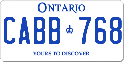 ON license plate CABB768