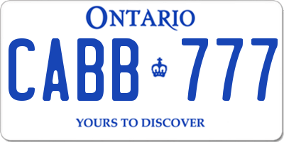 ON license plate CABB777