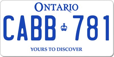 ON license plate CABB781