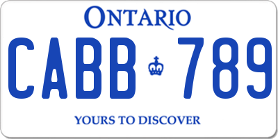 ON license plate CABB789