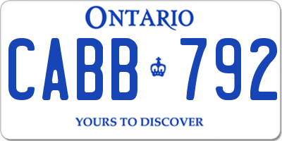 ON license plate CABB792