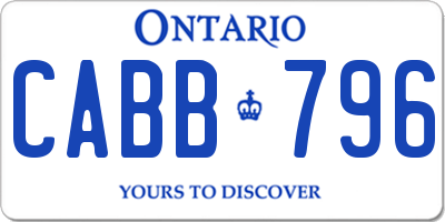 ON license plate CABB796